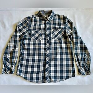 Buffalo David Bitton Men’s Blue Plaid Flannel Shirt Medium Long Sleeve